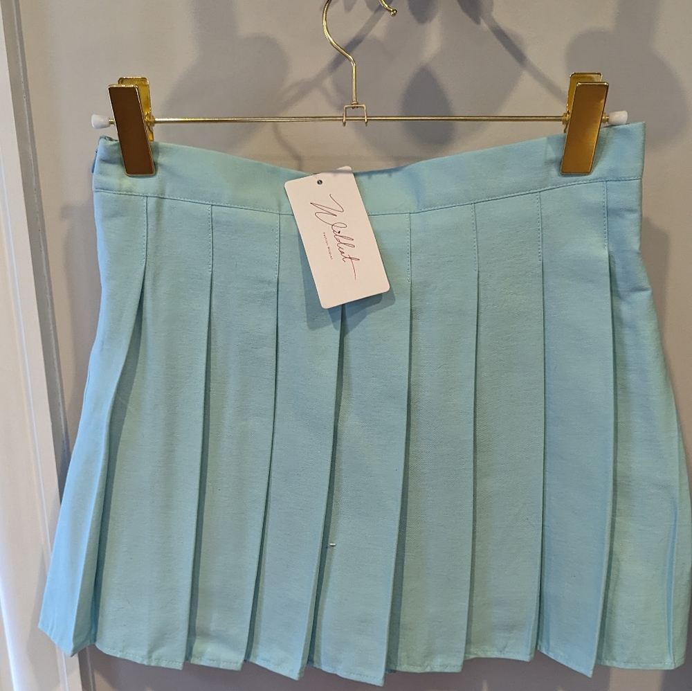 Wildcat baby blue school girl mini skirt size L dollskill